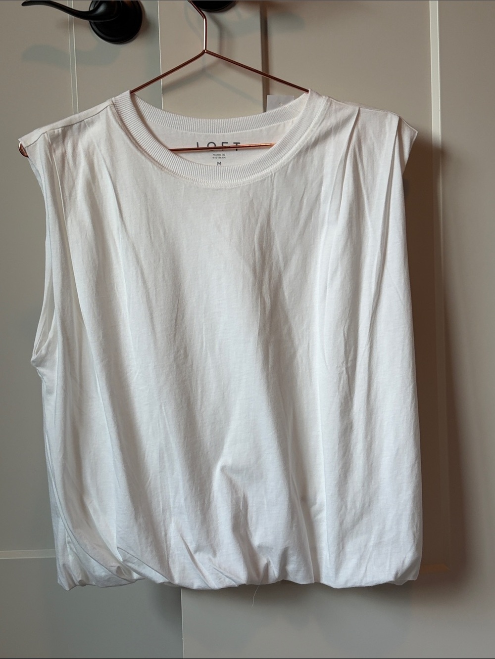 LOFT White Sleeveless Bubble Hem Tank